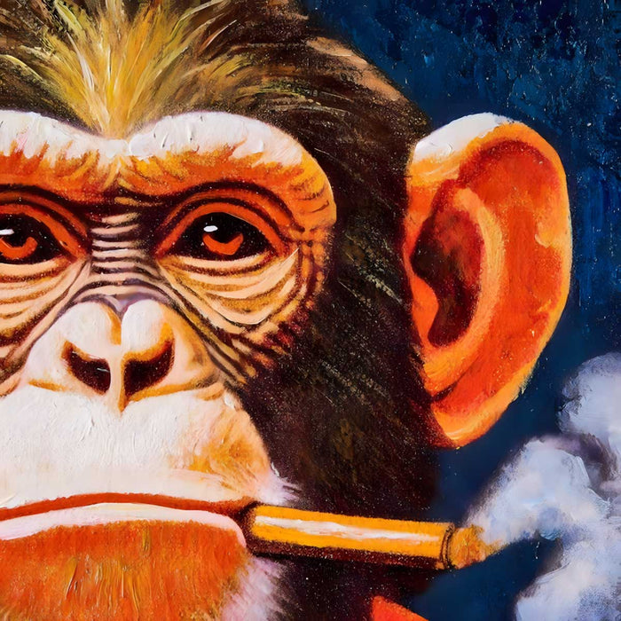 Wandbild Affe Acryl "Smoking Monkey" 30x40cm handgemalt auf Leinwand