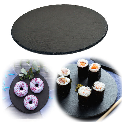 Schieferplatte Servierplatte 20x20cm Rund Tafelplatte Schieferteller Sushi