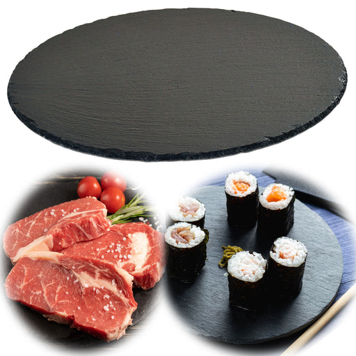 XL Schieferplatte Servierplatte 35x35cm Rund Tafelplatte Schieferteller Sushi