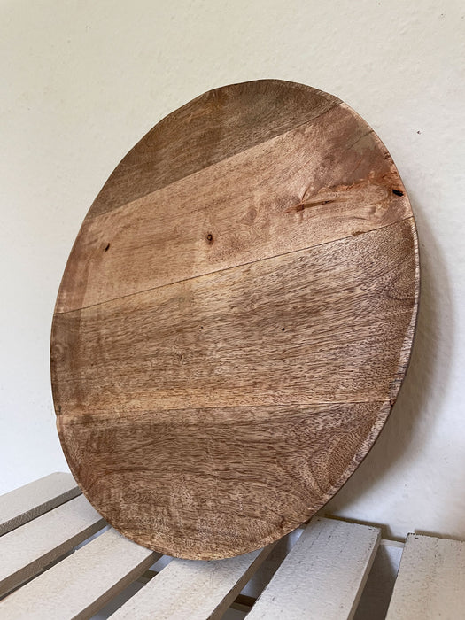 XL Mango Holz Servierteller 37cm Rund Serviertablett Deko-Tablett Blumenhocker