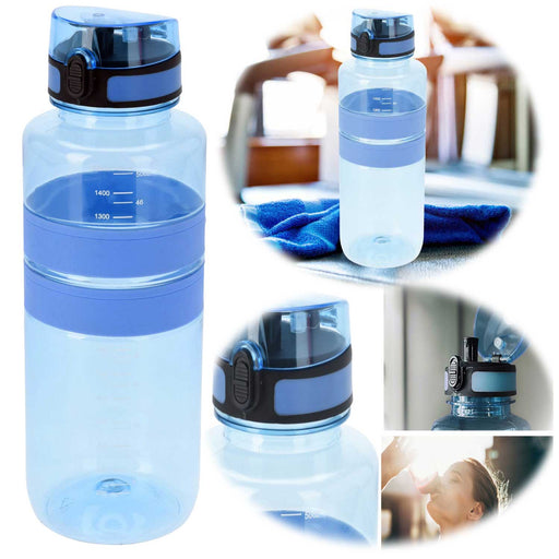 XL Sportflasche Trinkflasche 1500ml Blau Wasserflasche auslaufsicherer Klappdeckel