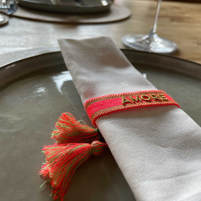 Canvas Statement Armband Amore ❤️ Neon Gold besticktes Webarmband