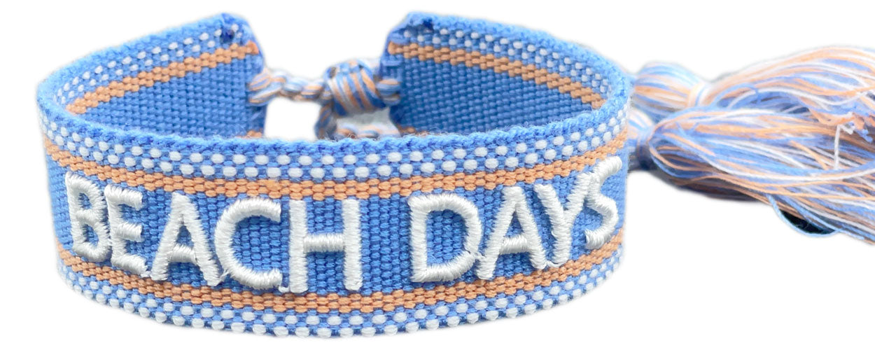 Canvas Statement Armband Beach Days besticktes Webarmband