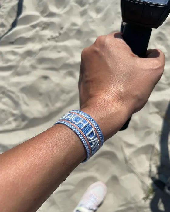 Canvas Statement Armband Beach Days besticktes Webarmband