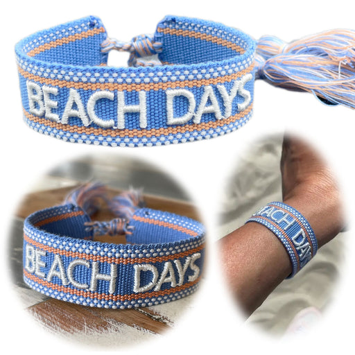 Canvas Statement Armband Beach Days besticktes Webarmband