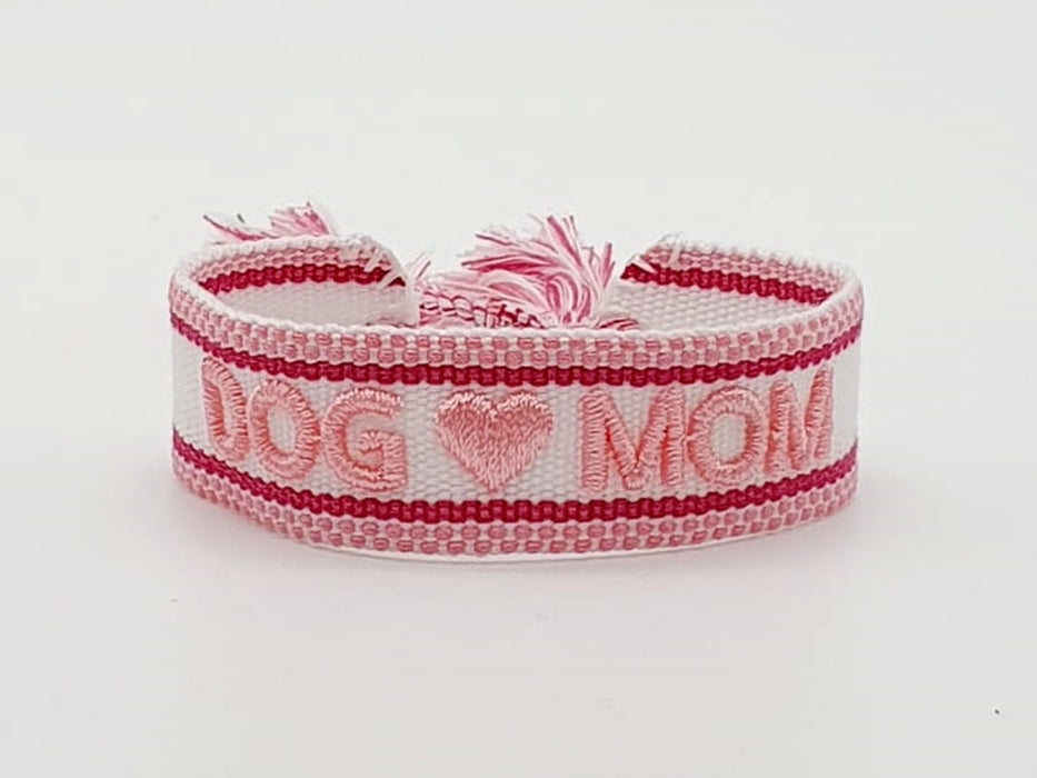 Canvas Statement Armband Dog ❤️ Mom besticktes Webarmband