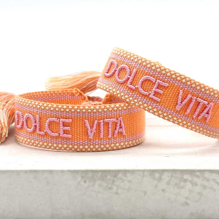 Canvas Statement Armband Dolce Vita Orange besticktes Webarmband