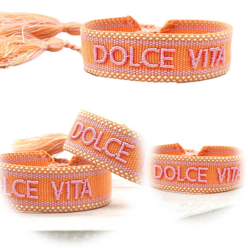 Canvas Statement Armband Dolce Vita Orange besticktes Webarmband