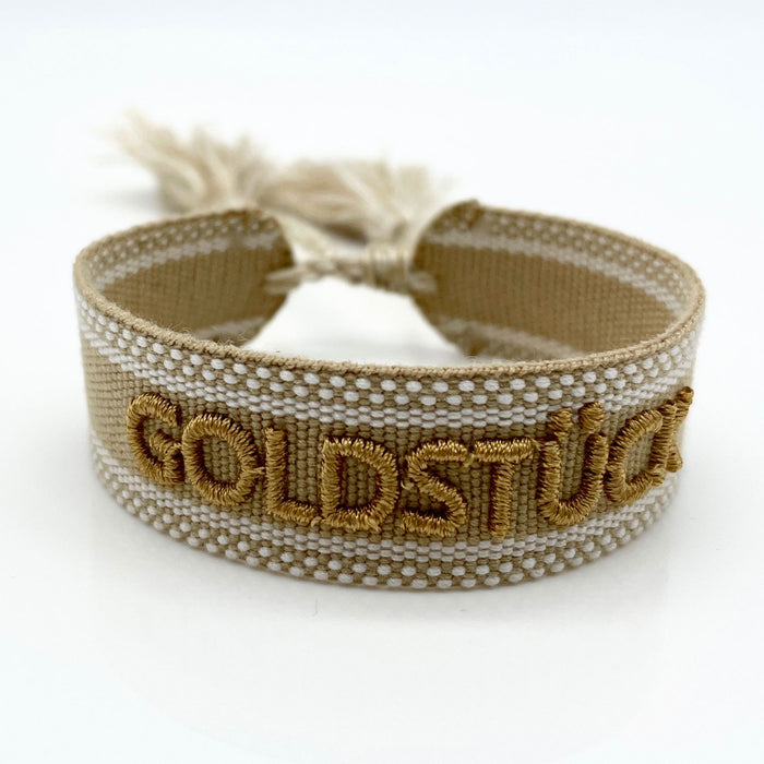 Canvas Statement Armband Goldstück besticktes Webarmband