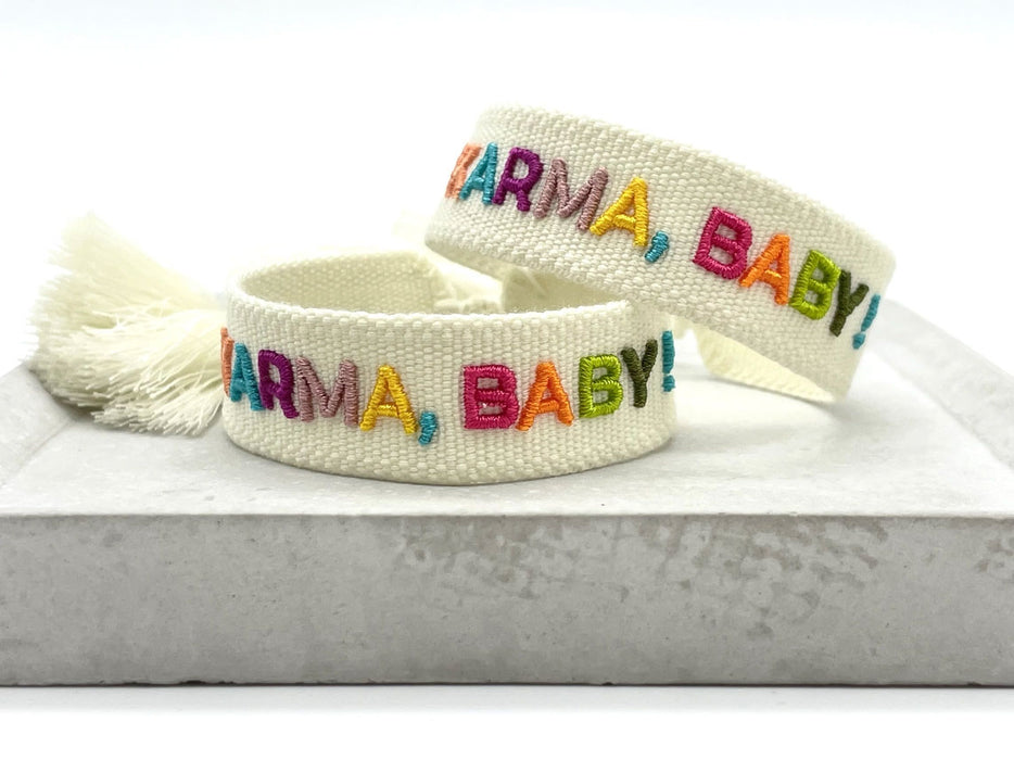 Canvas Statement Armband Karma Baby Multi Bunt besticktes Webarmband