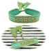 Canvas Statement Armband Karma Türkis Gold besticktes Webarmband