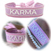 Canvas Statement Armband Karma Lila Flieder besticktes Webarmband