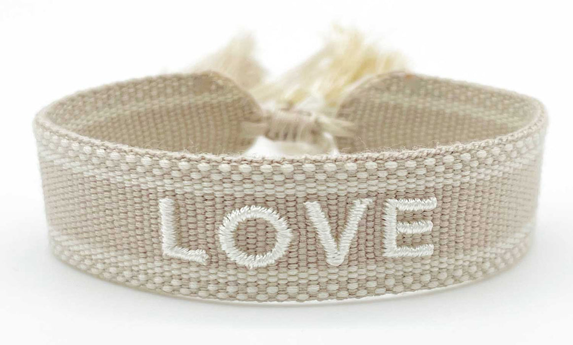 Canvas Statement Armband LOVE besticktes Webarmband