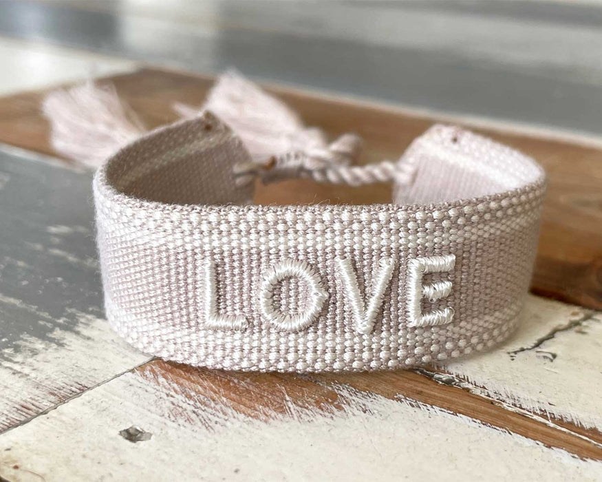 Canvas Statement Armband LOVE besticktes Webarmband