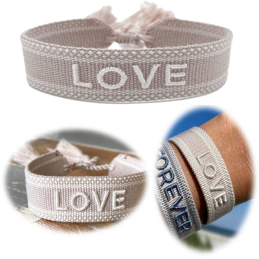 Canvas Statement Armband LOVE besticktes Webarmband