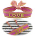 Canvas Statement Armband Love Lila Grün besticktes Webarmband