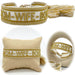 Canvas Statement Armband Mom Wife Boss Creme Gold Quasten besticktes Webarmband