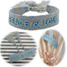 Canvas Statement Armband Peace & Love Blau besticktes Webarmband