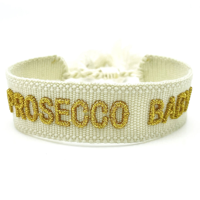 Canvas Statement Armband Prosecco Baby besticktes Webarmband