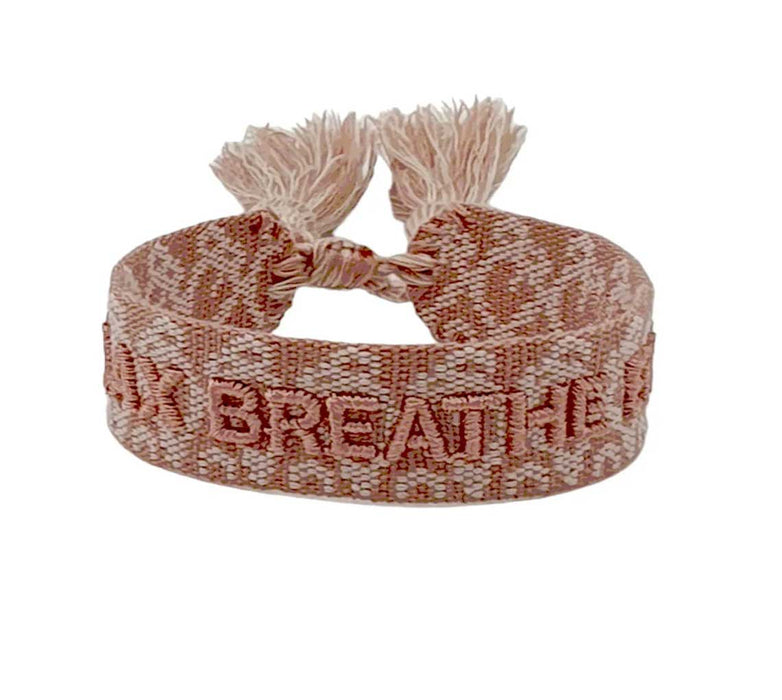 Canvas Statement Armband Relax Breathe Enjoy Rose besticktes Webarmband