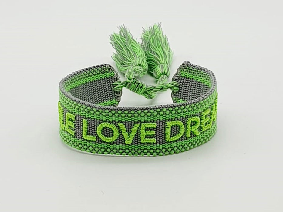 Canvas Statement Armband Smile Love Dream besticktes Webarmband