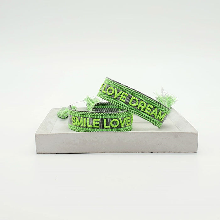 Canvas Statement Armband Smile Love Dream besticktes Webarmband