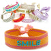 Canvas Statement Armband Smile Orange Türkis besticktes Webarmband