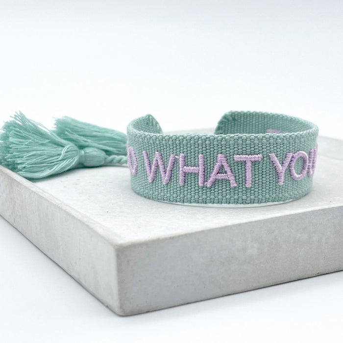 Canvas Statement Armband Do what you Love besticktes Webarmband