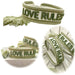 Canvas Statement Armband Love Rules Weiß Grün besticktes Webarmband