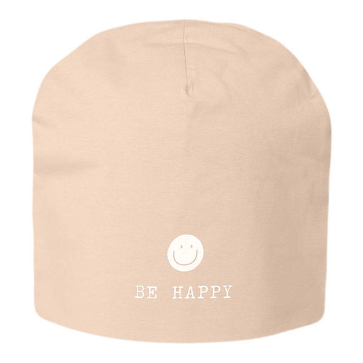 Stylische Mütze Unisex Be Happy Smylie Beige Stretch Beanie weich dehnbar Material