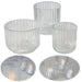 3er Set Teelichthalter Glas Retro Klar 7-9cm Teelichtglas Windlicht Kerzenhalter