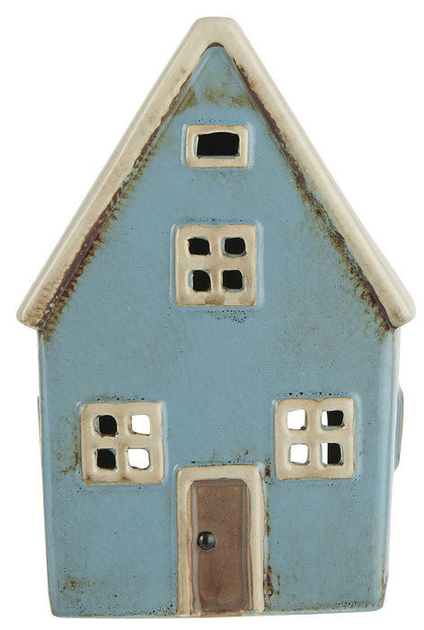 Teelichthaus Lichterhaus Nyhavn 14cm Blau Keramik Fachwerkhaus Teelichthalter