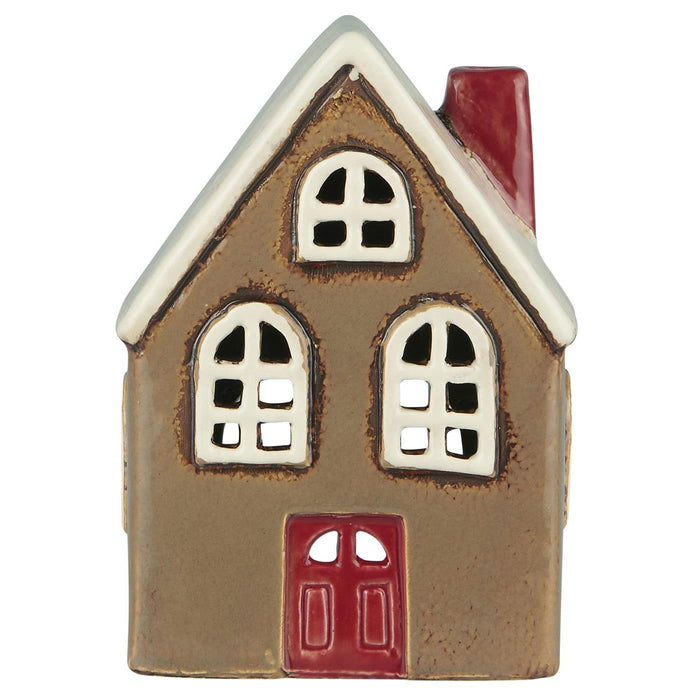 Teelichthaus Lichterhaus Nyhavn 15cm Braun Rot Keramik Fachwerkhaus Teelichthalter