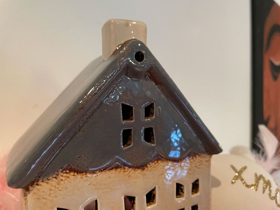 Teelichthaus Lichterhaus Aarhus 20cm Keramik Fachwerkhaus Laterne Teelichthalter