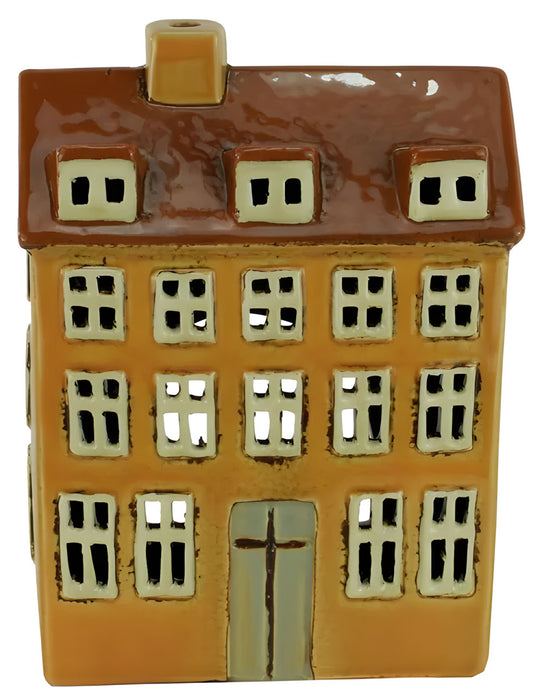 Teelichthaus Lichterhaus Nyhavn 18cm Braun Keramik Fachwerkhaus Teelichthalter