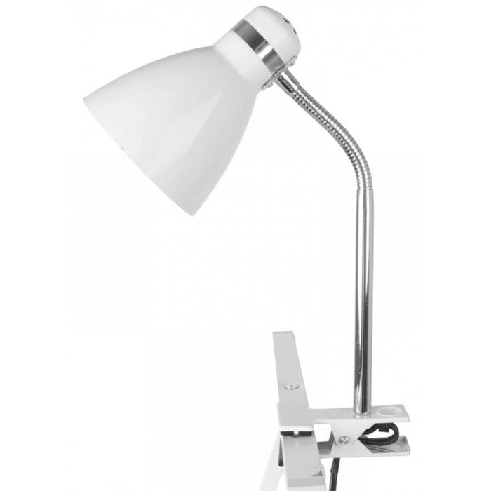 Elegante LED Klemmlampe List 39cm Weiß E27 Clip-On Schreibtischlampe Tischlampe