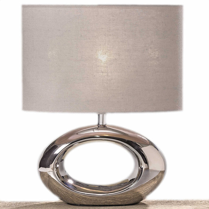 Tischlampe Napoli 33cm Kugel Silber Grau E14 Tischleuchte Nachttischlampe