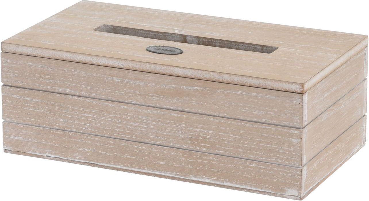 Holz Tissue-Box 24cm Shabby Grau Maritim Kosmetiktuch-Spender Taschentuch