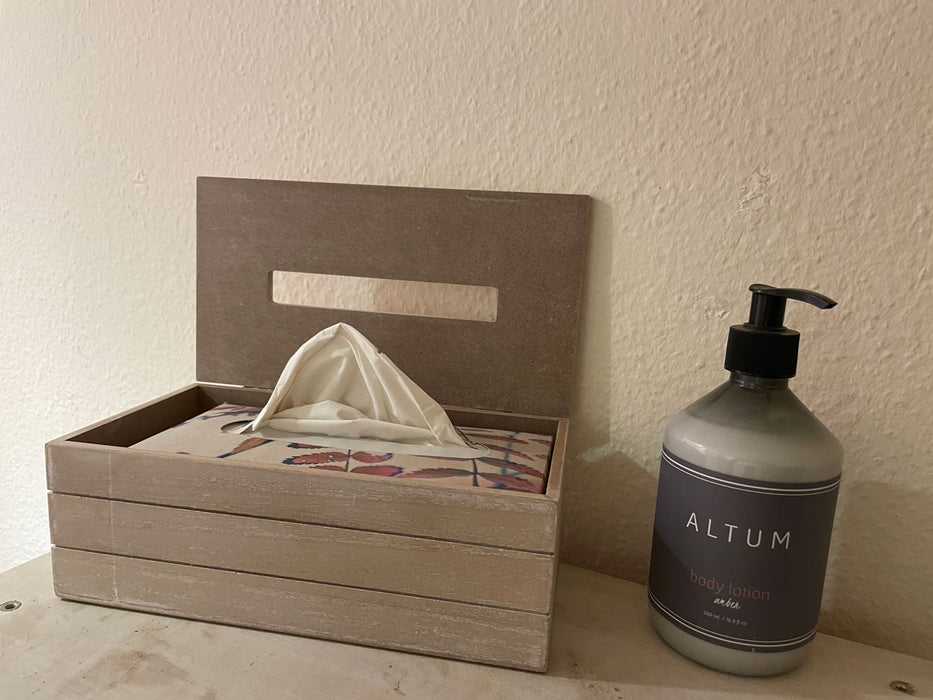 Holz Tissue-Box 24cm Shabby Grau Maritim Kosmetiktuch-Spender Taschentuch