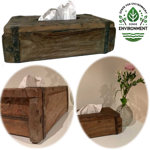 Tissue-Box Holz 31cm Braun Ziegelform Kosmetiktuch-Spender Taschentuch