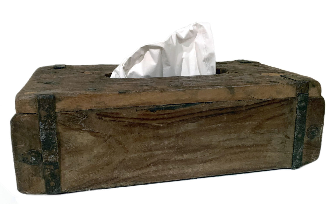 Tissue-Box Holz 31cm Braun Ziegelform Kosmetiktuch-Spender Taschentuch