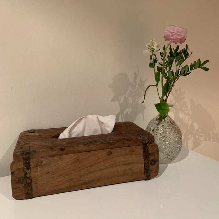 B-Ware Tissue-Box Holz 31cm Braun Ziegelform Kosmetiktuch-Spender Taschentuch