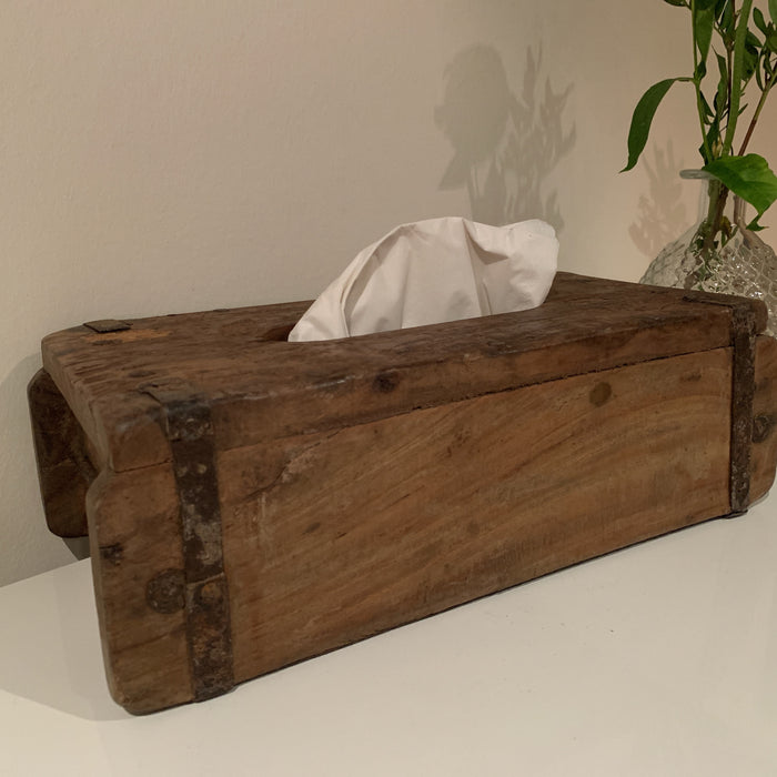 B-Ware Tissue-Box Holz 31cm Braun Ziegelform Kosmetiktuch-Spender Taschentuch