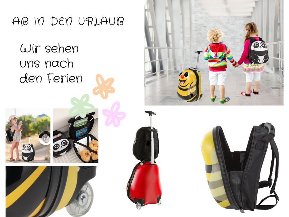 Kinder Reiseset 2-tlg. Marienkäfer Kinderkoffer Rucksack Trolley Hartschalenkoffer