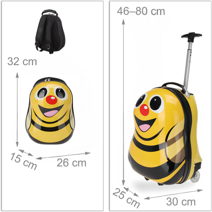 Kinder Reiseset 2-tlg. Biene Kinderkoffer Rucksack Trolley Hartschalenkoffer