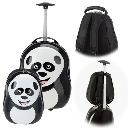 Kinder Reiseset 2-tlg. Panda Bär Kinderkoffer Rucksack Trolley Hartschalenkoffer