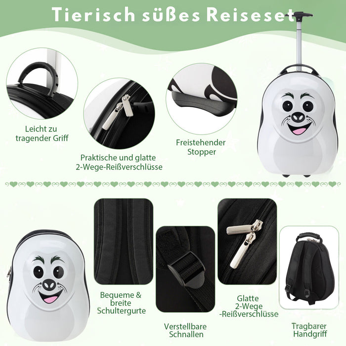 Kinder Reiseset 2-tlg. Robbe Kinderkoffer Rucksack Trolley Hartschalenkoffer