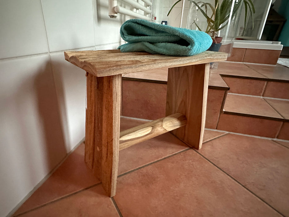 Sitzhocker Fußhocker Teak Holz 40x35cm Braun Sitzbank Schemel Fußbank