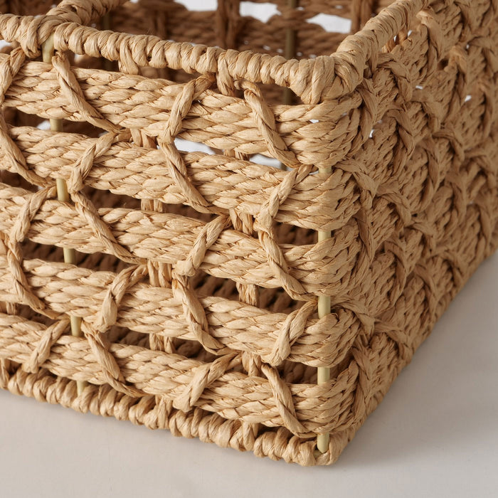 Besteck-Ständer 21cm 4-Fach mit Griff Rattan-Look Küche Utensilien-Halter Korb