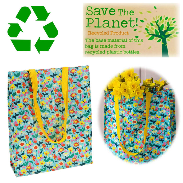 Shopper Einkaufstasche Blumen Recycelt faltbar Strandtasche Tragetasche